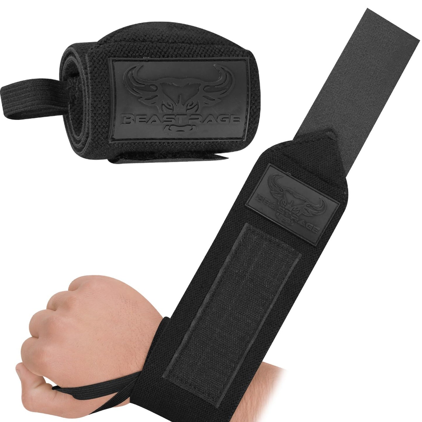 Premium Wrist Wraps for Weightlifting(Black BR)